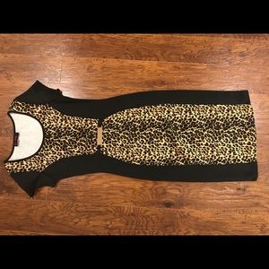 Annabelle sz S black cheetah print midi dress